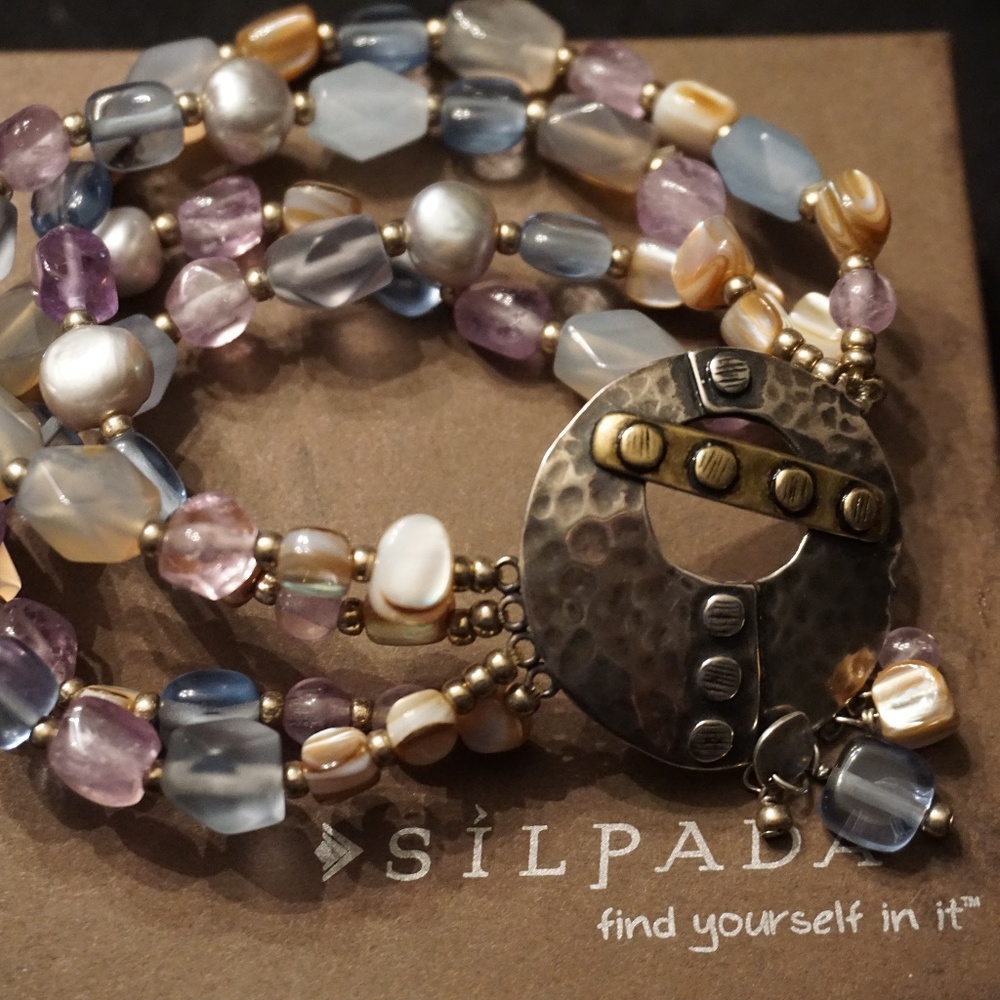 Silpada B2223 Sterling and Brass Stretch Bracelet